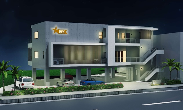 Blue Entrance Kitchen East Terrace